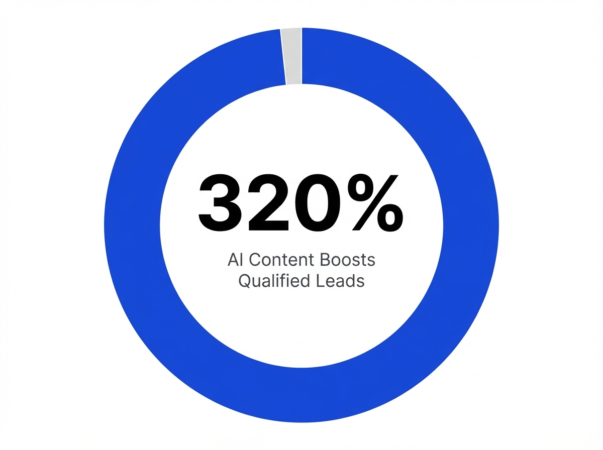 Infographic showing Increase in Qualified Leads from AI Content Adoption: 320%